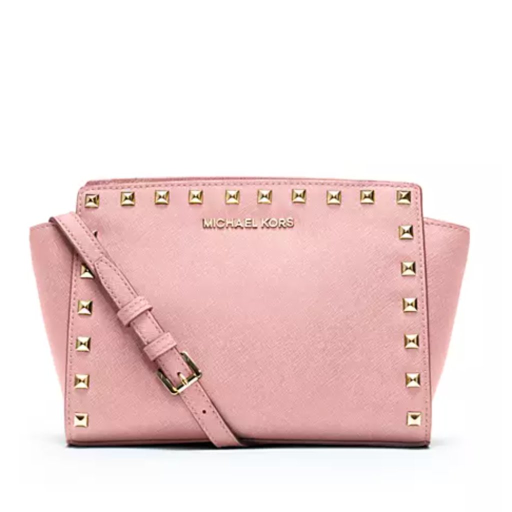 Michael Kors Pink Selma Studded Leather Crossbody